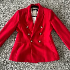 Zara double breasted red blazer size USA L